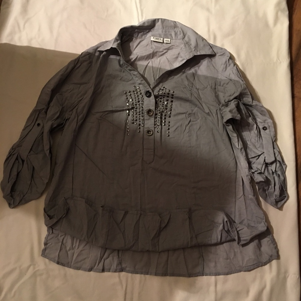 Cato brand grey jeweled shirt